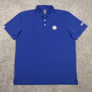 Donald Ross Polo Shirt Mens XL Blue PGA Golf Logo Sport Performance Wicking EUC